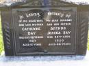 
Catherine Day
29 Sep 1967, aged 87
Arthur Joshua Day
29 Apr 1950, aged 68
Woodhill cemetery (Veresdale), Beaudesert shire

