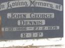 
John George Dennis
b: 1 Oct 1896, d: 27 Feb 1978
Woodhill cemetery (Veresdale), Beaudesert shire

