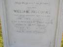 
Bridget (Hiscock)
(wife of William Hiscock)
17 Jul 1884, aged 39
children
Mary aged 2 yrs
Bridget aged 1 year
William Hiscock
18 Mar 1908, aged 73
Woodhill cemetery (Veresdale), Beaudesert shire

