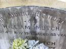 
William Mutch
4 Nov 1947, aged 85
Sarah Mutch
6 Mar 1954, aged 78
Woodhill cemetery (Veresdale), Beaudesert shire


