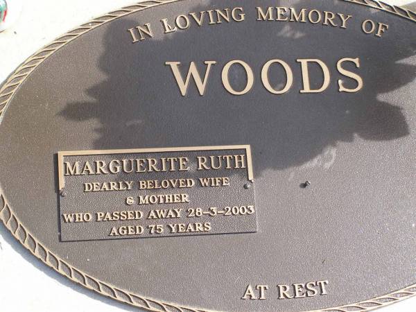 Marguerite Ruth WOODS  | d: 28 Mar 2003, aged 75  | Woodhill cemetery (Veresdale), Beaudesert shire  |   | 