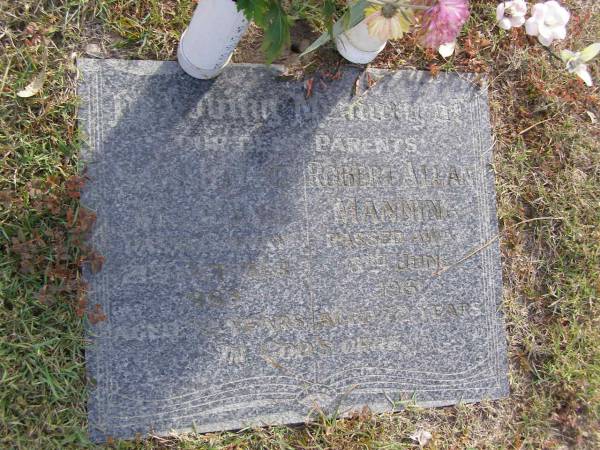 Sarah Jane Manning  | 21 Oct 1983, aged 92  | Robert Allan Manning  | 3 Jun 1961, aged 72  | Woodhill cemetery (Veresdale), Beaudesert shire  |   | 