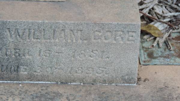 Robert William GORE  | b: 13 Apr 1851  | d: 30 Jun 1895  |   | Roderick Norman WHITAKER  | b: 28 Apr 1899  | d: 21 Nov 1991  |   | Elizabeth Wyndham WHITAKER  | b: 6 Apr 1953  | d: 12 Jan 2000  |   | Joan Winifred WHITAKER  | b: 5 Sep 1915  | d: 13 Jun 2003  |   | Deirdre Margaret TURNBULL  | b: 9 Nov 1919  | d: 3 Jan 2006  |   | Yandilla All Saints Anglican Church with Cemetery  |   | 
