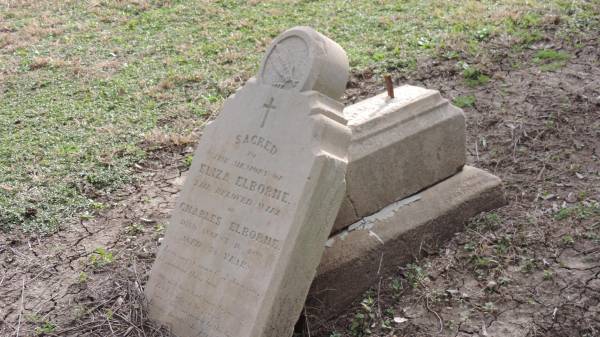 Eliza ELBORNE  | d: 16 Aug 1888 aged 55 years  | wife of Charles ELBORNE  | leaving 5 sons and 2 daughters  |   | Yandilla All Saints Anglican Church with Cemetery  |   | 