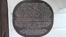 
For over 100 years there has been Christian worship in this site,
The deed of consecration  of the present church records that the lord bishop of Brisbane, the Right reverand William Thomas Thornhill Webber, D.D., having received a petition from the reverend Edward Lister Salisbury, rectoro of the parish of Yandilla, Francis Arthur Gore, Robert William Gore and Gerard Ralph Gore, declared this church to be concecrated and set apart for ever for the worship of almighty God. According to the rites of the church of England on the 15th day of november 1887. It was dedicated as the church of All Saints, Yandilla, together with burial ground, which the bishop also declared to be consecrated to the burial of the dead for ever.
From Yandillas erarliest days, the members of the Gore family were devoted and generous benefactors of the church of England in this district. Historic Yandilla station was taken up by the brothers STGeorge Richard and Ralph Thomas Gore in 1841.
This plaque was unveiled by their great-grand-nephew, John Gerard Trude on Saturday 29 May 1965 and was the gift of the Queensland Womens Historical Society.

Yandilla All Saints Anglican Church with Cemetery

