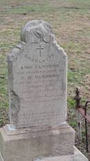
Charlotte Ann ELBORNE
d: 12 Apr 1887 aged 27
wife of G.W. ELBORNE

Yandilla All Saints Anglican Church with Cemetery
 
