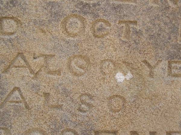 George ROSENBERGER,  | died 29 Oct 1894 aged 69 years;  | Caroline? ROSENBERGER,  | died 12 Oct 1896 aged ?? years;  | Henry ROSENBERGER,  | died 20 June 1879 aged 11 years;  | restored by Wildred ROSENBERGER April 1993;  | Gottlieb Frederick ROSENBERGER,  | died 11 Dec 1931 aged 74 years,  | remembered by the MEWES family;  | Yangan Presbyterian Cemetery, Warwick Shire  | 