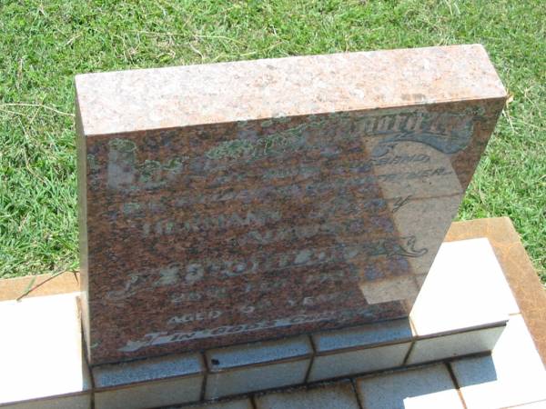 Hermann (Harry) August FROHLOFF,  | husband father,  | died 28 Feb 1985 aged 69 years;  | Yarraman cemetery, Toowoomba Regional Council  | 