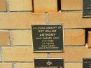 Roy William ANTHONY,
died 3-2-1995 aged 74 years;
Yarraman cemetery, Toowoomba Regional Council