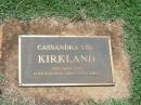Cassandra Lee KIRKLAND,
died 21 April 1989,
loved by Suzanne, Brian & family;
Yarraman cemetery, Toowoomba Regional Council