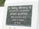 Barry HARTWIG,
son brother,
died 19 July 1970 aged 21 years;
Yarraman cemetery, Toowoomba Regional Council