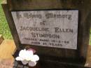 Jacqueline Ellen STIMPSON,
died 19-2-86 aged 27 years;
Yarraman cemetery, Toowoomba Regional Council