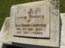Hugh Brown CRAWFORD,
died 3 Dec 1933 aged 59 years;
Yarraman cemetery, Toowoomba Regional Council